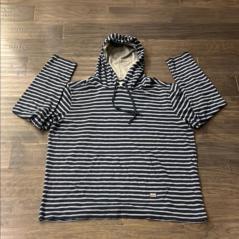 Denim & Supply Ralph Lauren Striped Hoodie T Shirt blue gray Men’s Size XXL